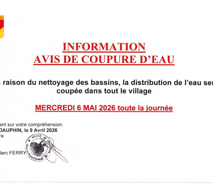 COUPURE D'EAU NETTOYAGE DES BASSINS 