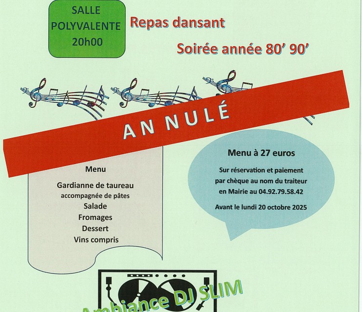 ANNULATION SOIREE ANNEE 80' 90'