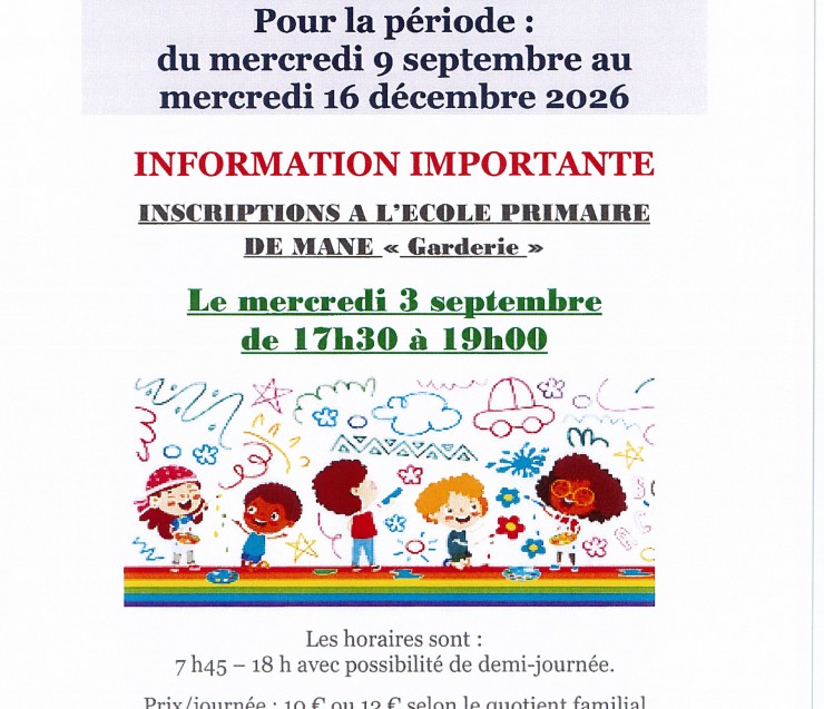 inscription centre aéré de Mane