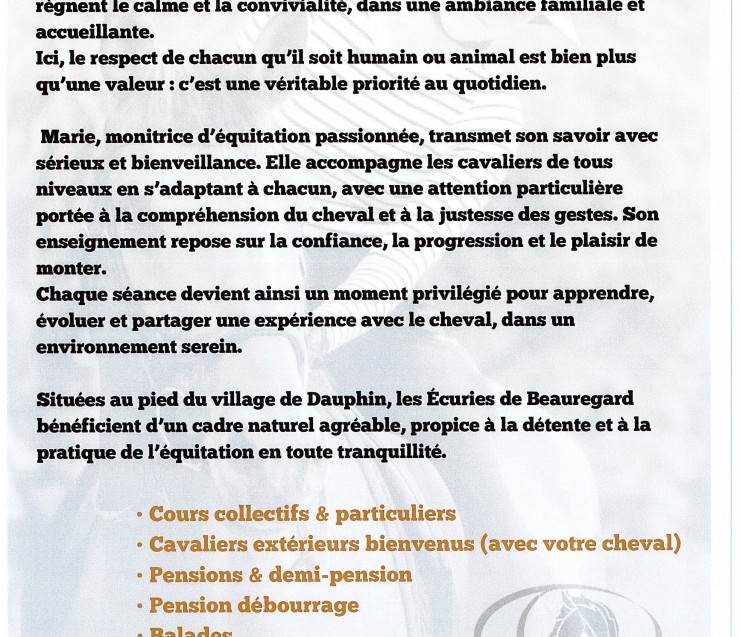 ECURIE DE BEAUREGARD