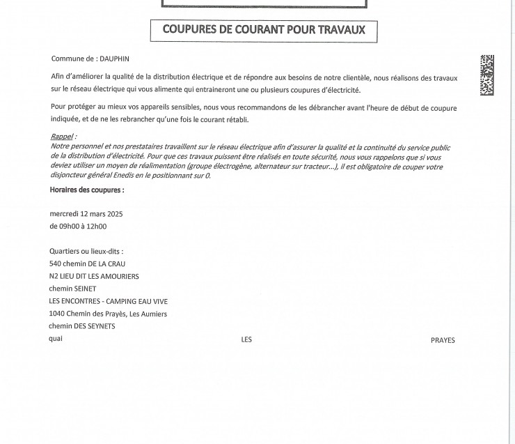 COUPURE DE COURANT ENEDIS